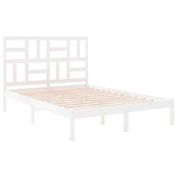 vidaXL Sängram vit massivt trä 140x200 cm