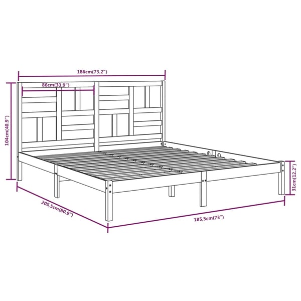 vidaXL Sengeramme heltre 180x200 cm Super King