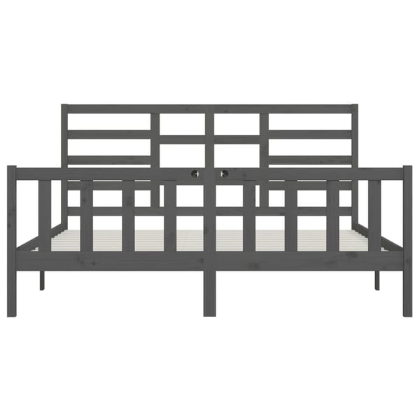 vidaXL Sengeramme grå heltre furu 200x200 cm