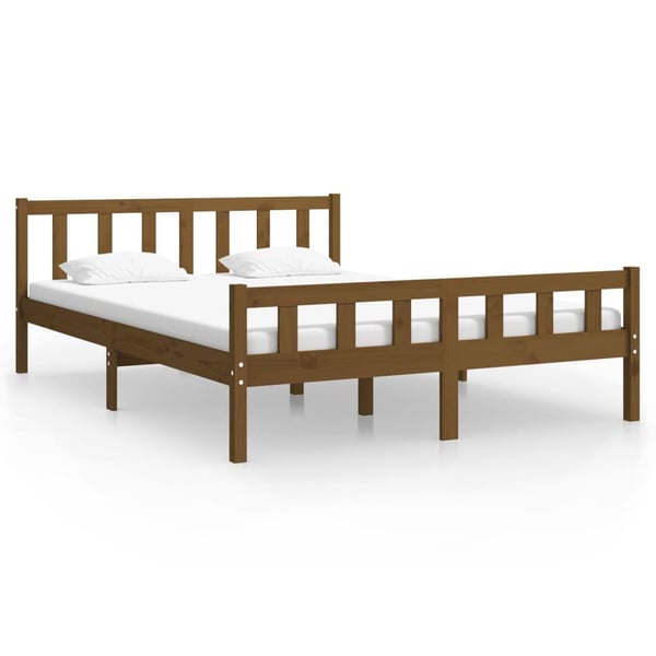 vidaXL Sengeramme honningbrun heltre 150x200 cm King Size