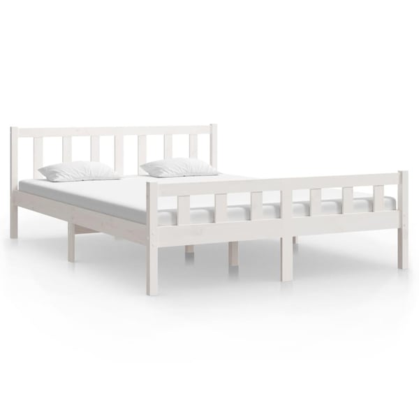 vidaXL Sengeramme hvit heltre 150x200 cm King Size