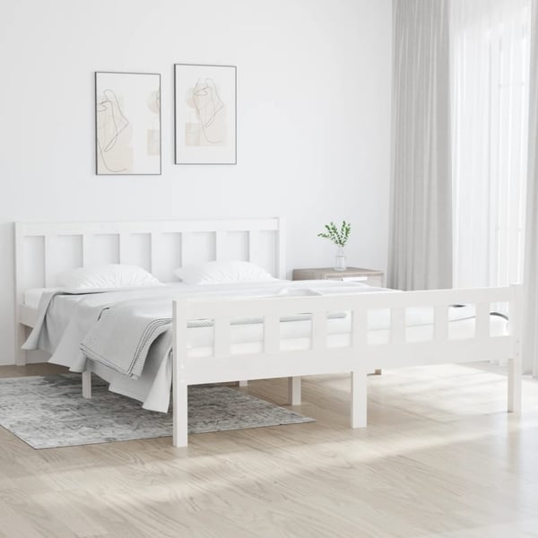 vidaXL Sengeramme hvit heltre 150x200 cm King Size