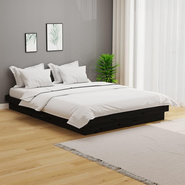 vidaXL sengeramme 120x200 cm massivt træ sort