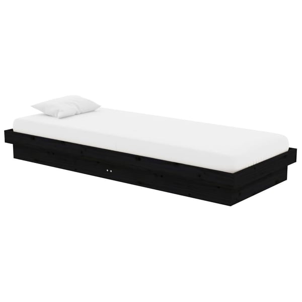 vidaXL Sengeramme svart heltre 75x190 cm Small Single