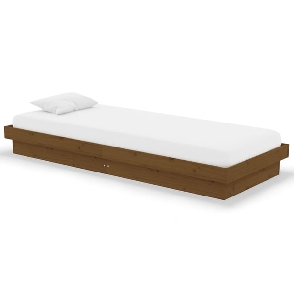 vidaXL Sengeramme honningbrun heltre 75x190 cm Small Single