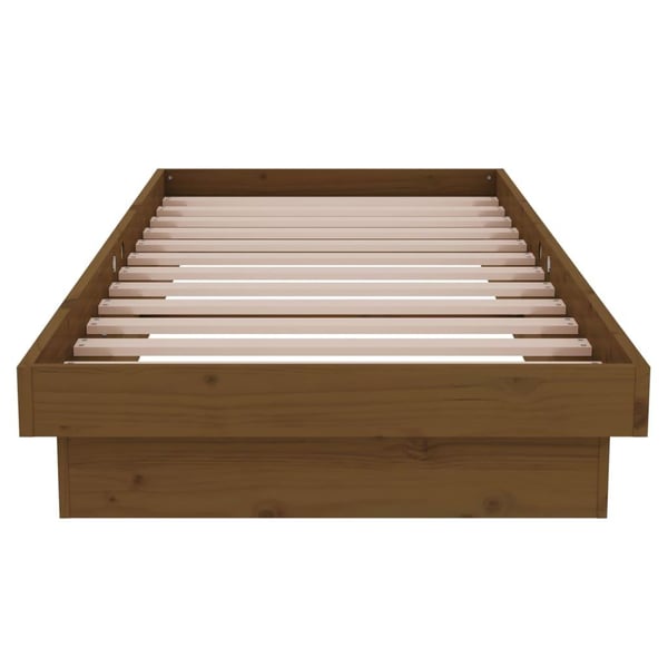 vidaXL Sengeramme honningbrun heltre 75x190 cm Small Single