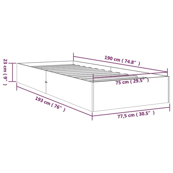 vidaXL Sengeramme heltre 75x190 cm