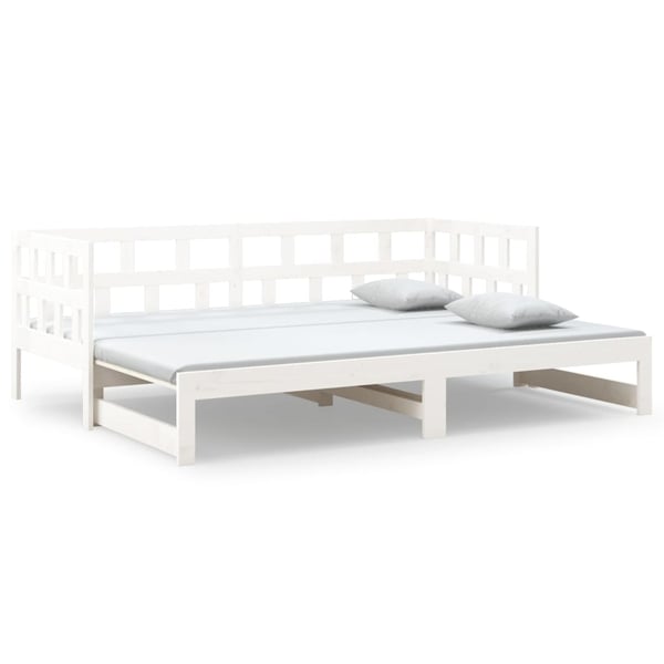 vidaXL Uttrekkbar dagseng hvit heltre furu 2x(80x200) cm