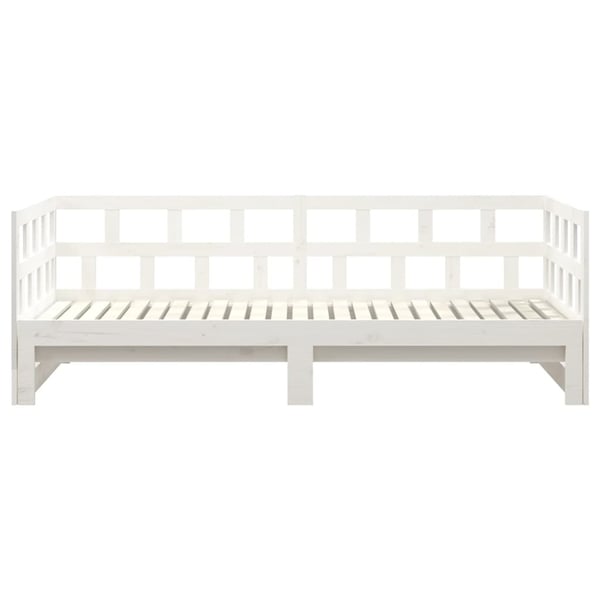 vidaXL Uttrekkbar dagseng hvit heltre furu 2x(80x200) cm
