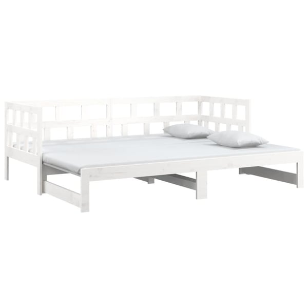 vidaXL Uttrekkbar dagseng hvit heltre furu 2x(90x190) cm