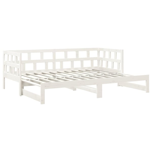 vidaXL Uttrekkbar dagseng hvit heltre furu 2x(90x190) cm