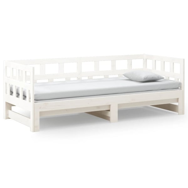 vidaXL Uttrekkbar dagseng hvit heltre furu 2x(90x190) cm