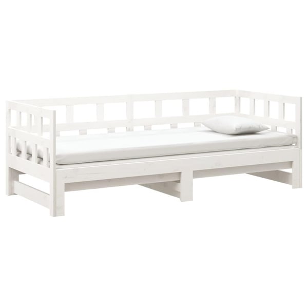 vidaXL Uttrekkbar dagseng hvit heltre furu 2x(90x190) cm