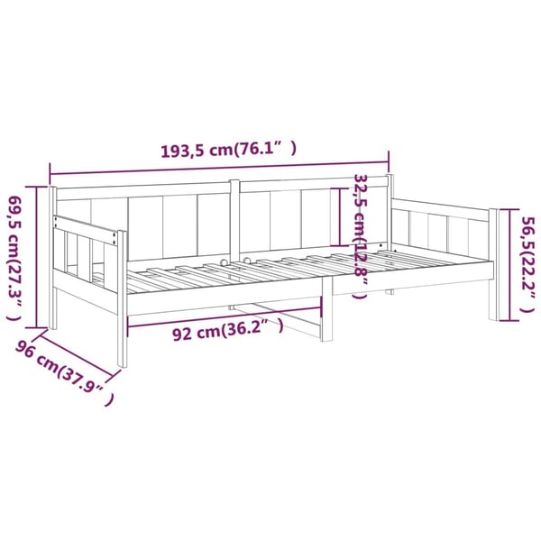vidaXL Dagseng honningbrun heltre furu 90x190 cm