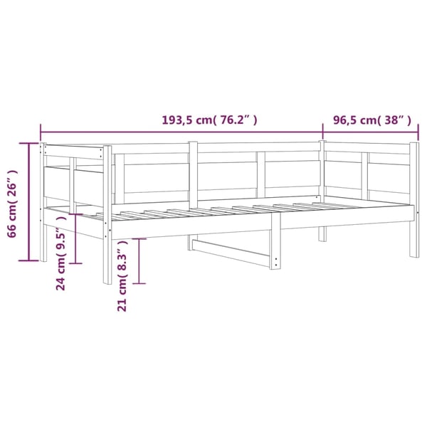 vidaXL Dagseng heltre furu 90x190 cm