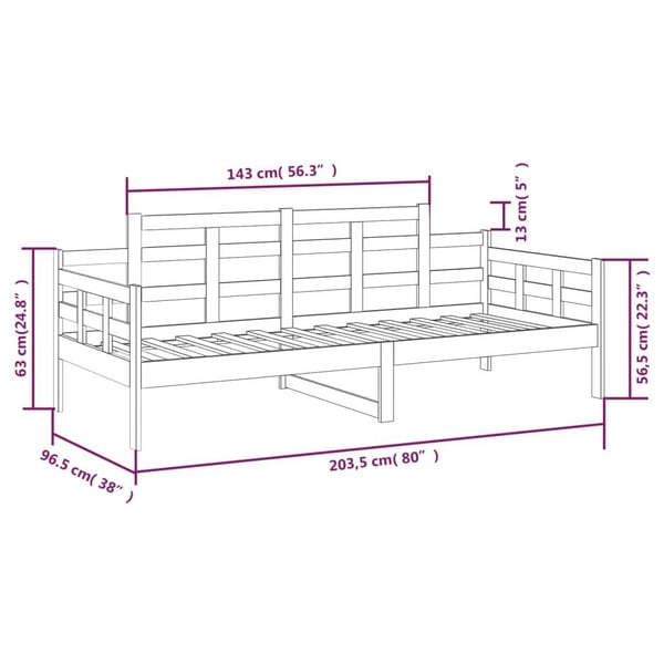 vidaXL Dagseng hvit heltre furu 90x200 cm
