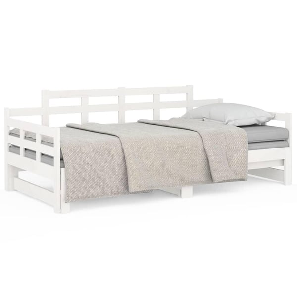 vidaXL Uttrekkbar dagseng hvit heltre furu 2x(80x200) cm