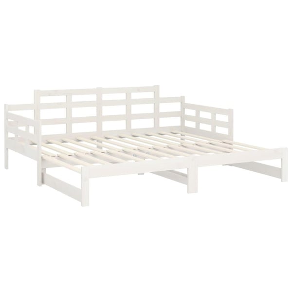 vidaXL Uttrekkbar dagseng hvit heltre furu 2x(90x190) cm