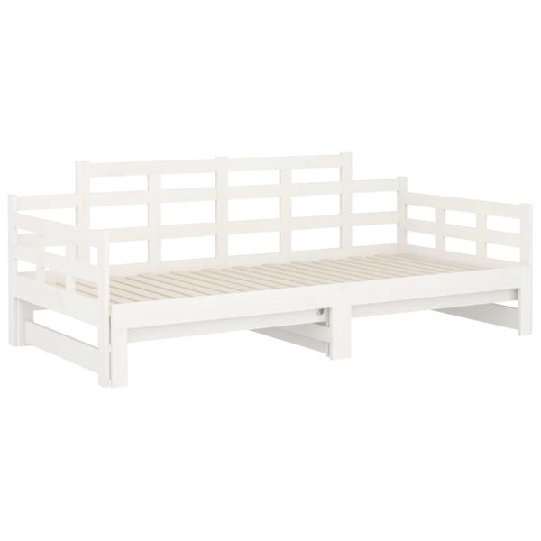 vidaXL Uttrekkbar dagseng hvit heltre furu 2x(90x190) cm