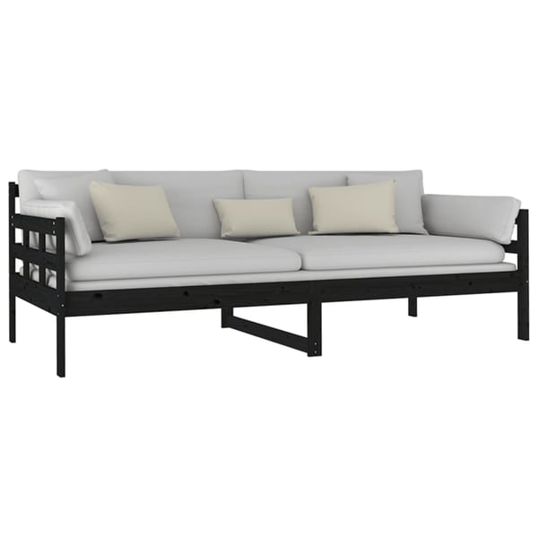vidaXL Dagseng svart heltre furu 90x200 cm