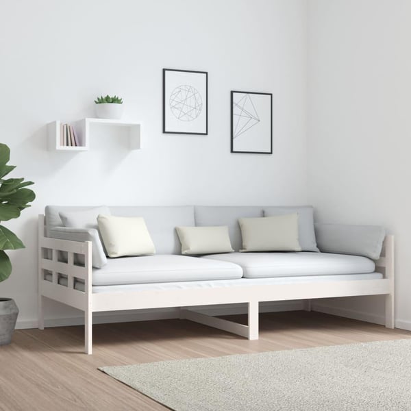 vidaXL Dagseng hvit heltre furu 90x190 cm