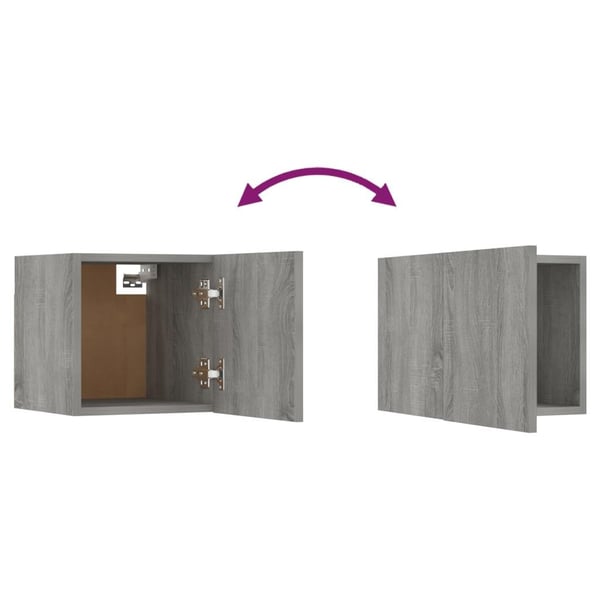 vidaXL væghængte tv-skabe 8 stk. 30,5x30x30 cm grå sonoma-eg