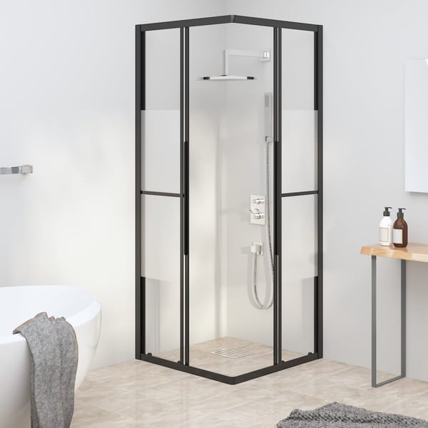 vidaXL Dusjkabinett halvfrostet ESG 80x80x180 cm svart