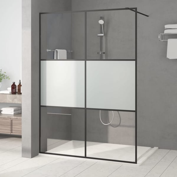 vidaXL brusevæg 140x195 cm halvmatteret sikkerhedsglas sort