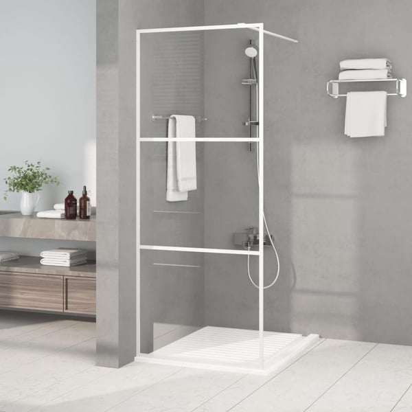 vidaXL Dusjvegg hvit 80x195 cm klart ESG-glass