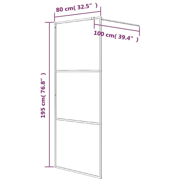 vidaXL brusevæg 80x195 cm klart sikkerhedsglas sort
