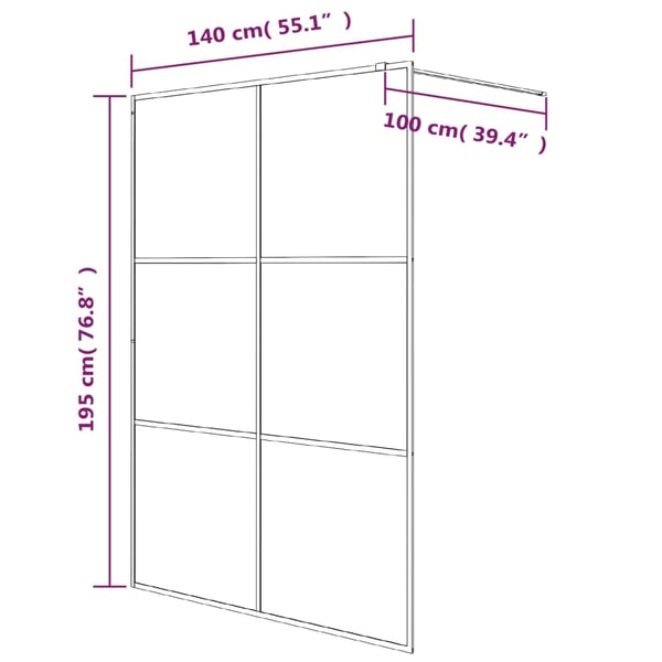 vidaXL brusevæg 140x195 cm klart sikkerhedsglas hvid