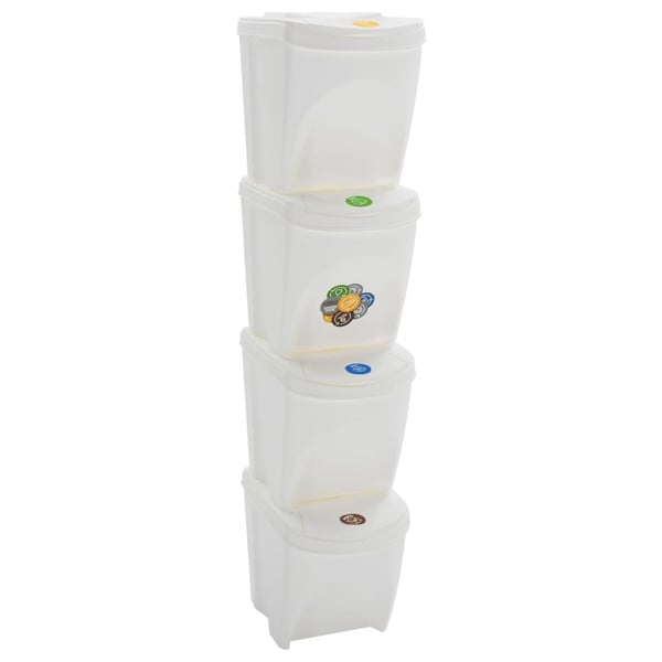 vidaXL Stapelbara soptunnor 4 st vit 100 L polypropen