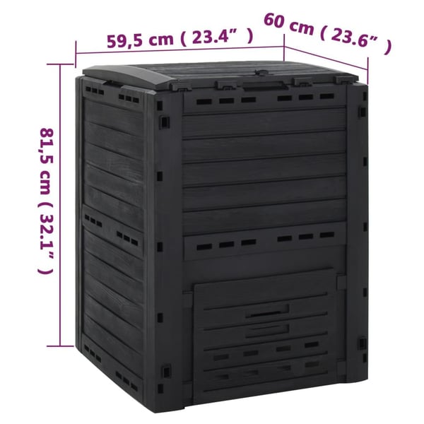 vidaXL Puutarhakompostori musta 280 l polypropeeni