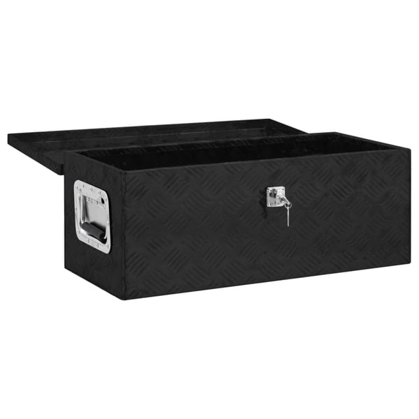 vidaXL Oppbevaringsboks svart 70x31x27 cm aluminium