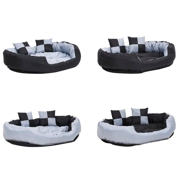 vidaXL hundepude 110x80x23 cm vendbar og vaskbar grå og sort