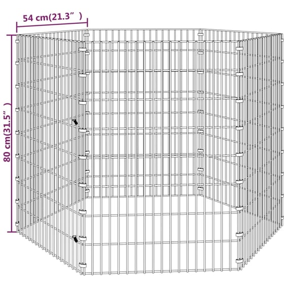 vidaXL Husdjursbur 6-panel 54x80 cm galvaniserat järn