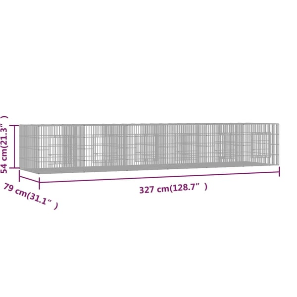 vidaXL 6-panels kaninbur 327x79x54 cm galvaniseret jern
