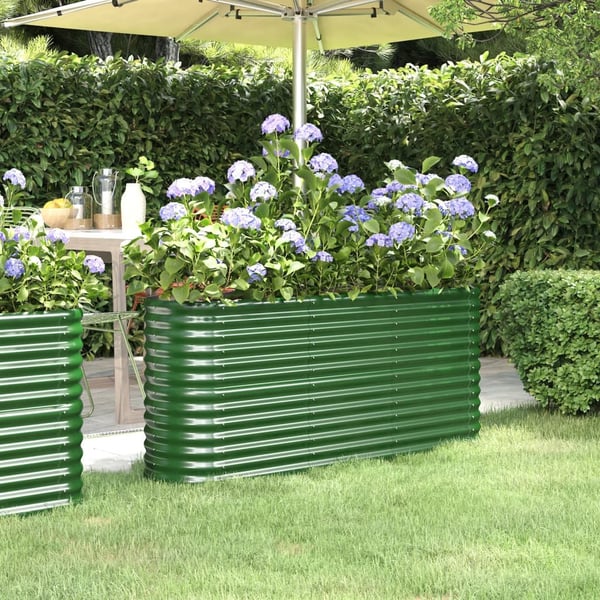 vidaXL Plantekasse galvanisert stål 152x40x68 cm grønn