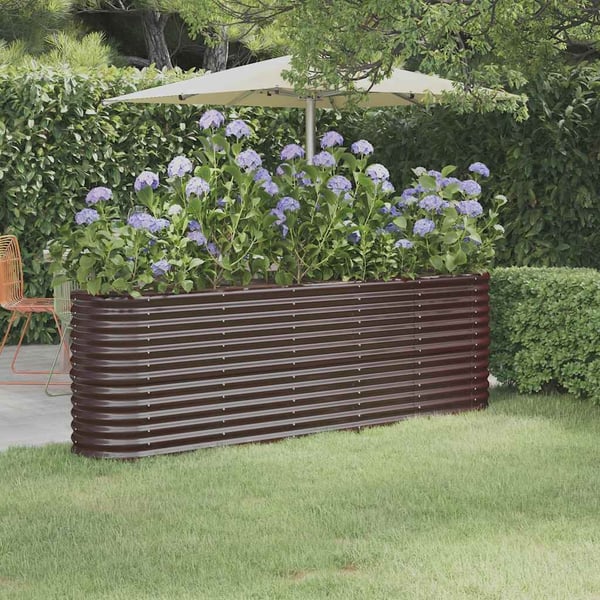 vidaXL plantekasse 224x40x68 cm galvaniseret stål brun
