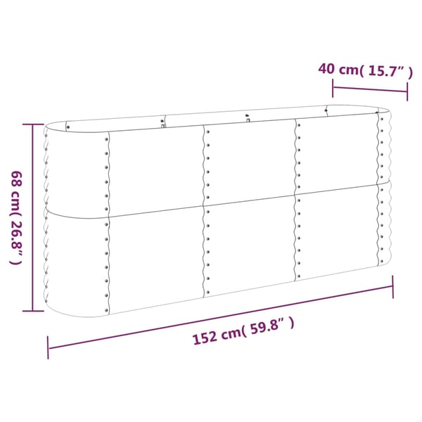 vidaXL plantekasse 152x40x68 cm pulverlakeret stål brun