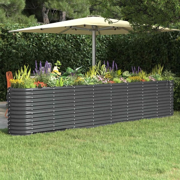 vidaXL Høybed galvanisert stål 332x40x68 cm antrasitt