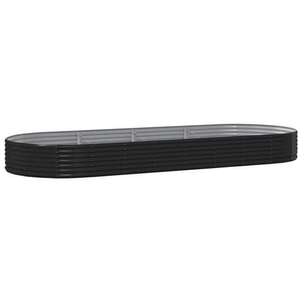 vidaXL Høybed pulverlakkert stål 373x140x36 cm antrasitt