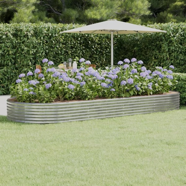 vidaXL Høybed galvanisert stål 373x140x36 cm sølv