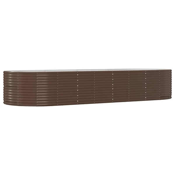 vidaXL plantekasse 367x140x68 cm pulverlakeret stål brun