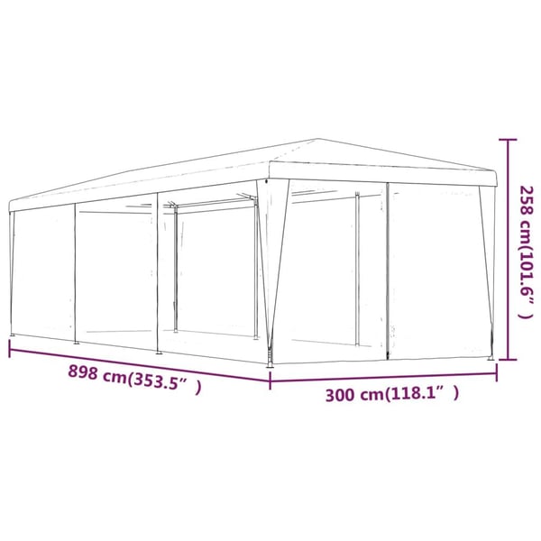 vidaXL Festtelt med 8 sidevegger av netting antrasitt 3x9 m HDPE