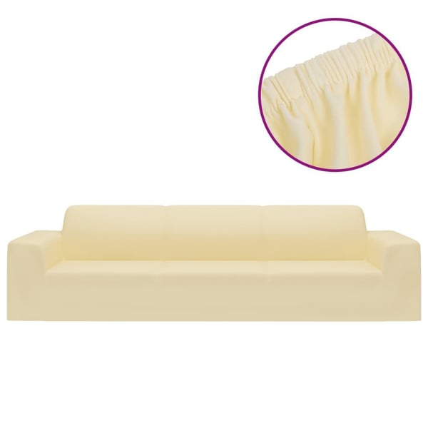 vidaXL elastisk 4-personers sofabetræk polyesterjersey cremefarvet
