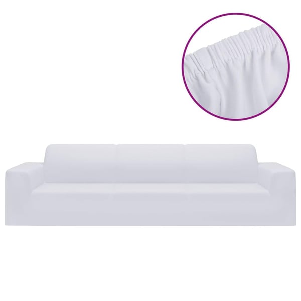 vidaXL elastisk 4-personers sofabetræk polyesterjersey hvid