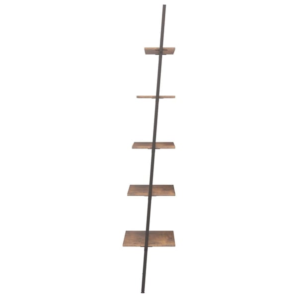 vidaXL stigereol med 5 hylder 64x34x185,5 cm mørkebrun og sort