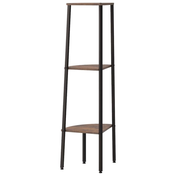 vidaXL Hjørnehyller 3 etasjer mørkebrun og svart 45,5x31,5x120 cm