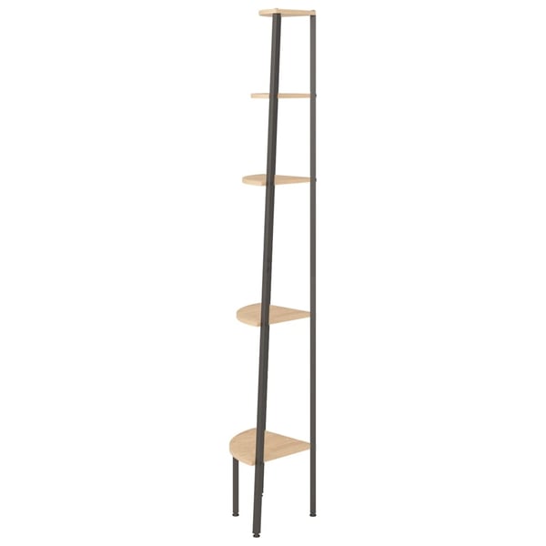 vidaXL Hjørnehyller 5 etasjer lysebrun og svart 45,5x31,5x180 cm